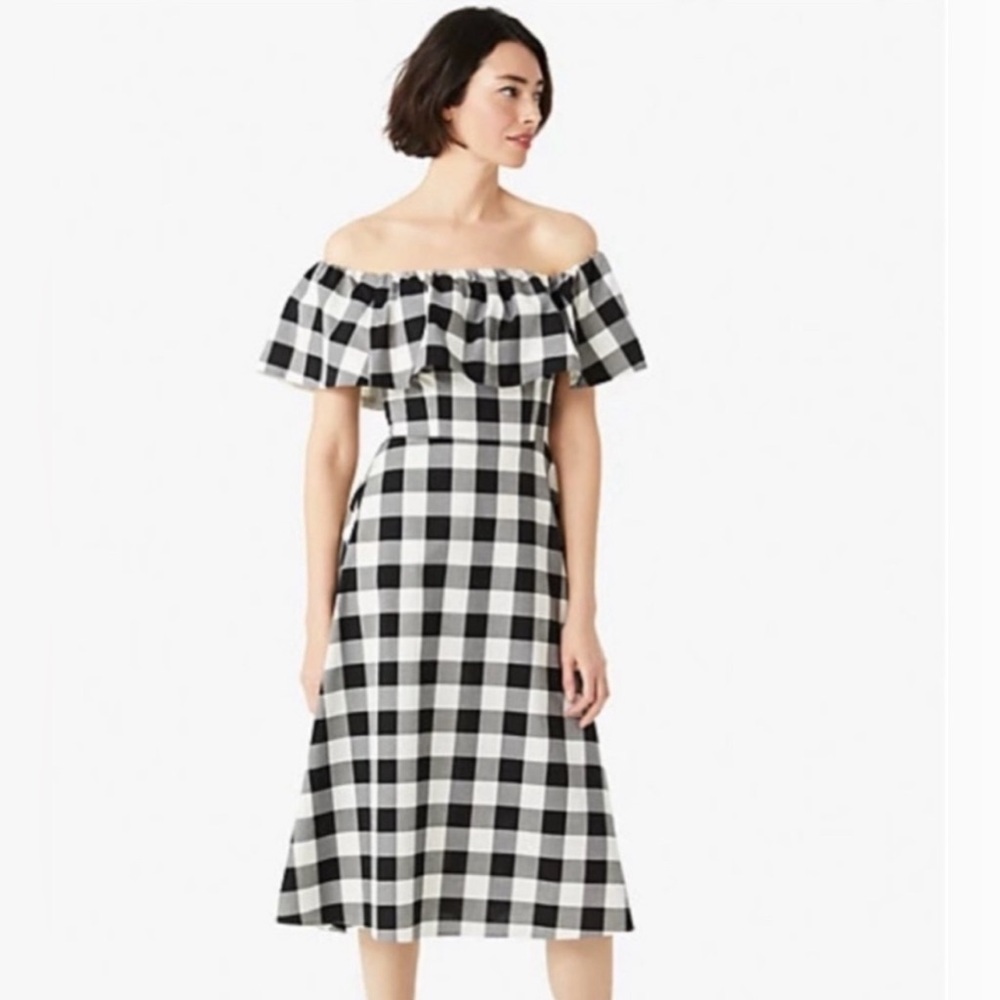 Kate Spade Gingham Off Shoulder Dress